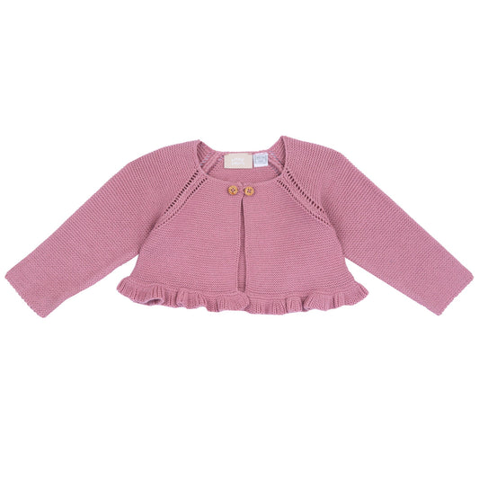 Cardigan in maglia rosa antico