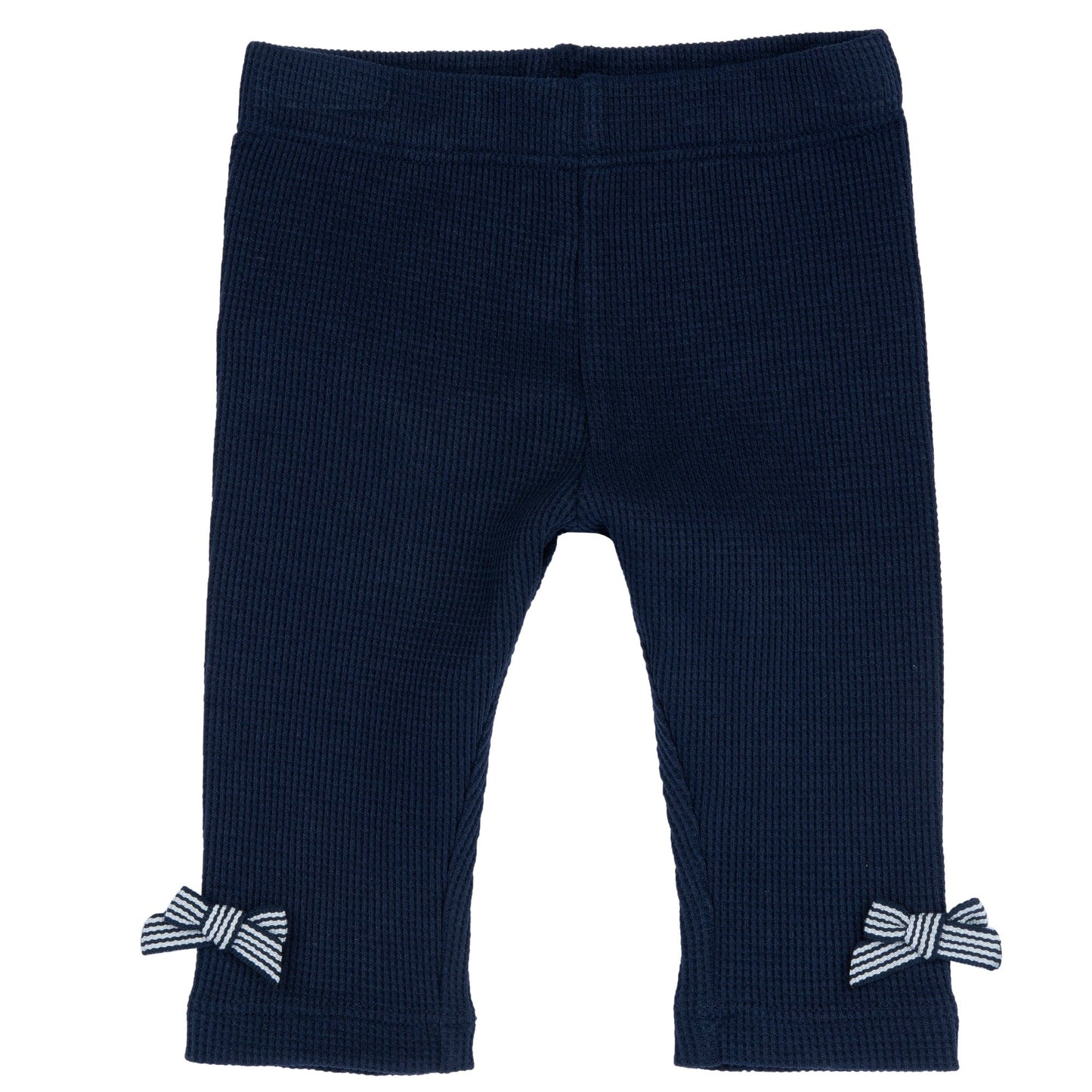 Leggings tinta unita blu con fiocchetti