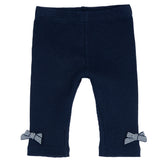 Leggings tinta unita blu con fiocchetti