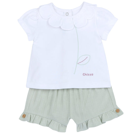 Completo maglietta manica corta e pantaloni corti salvia