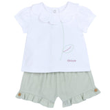 Completo maglietta manica corta e pantaloni corti salvia