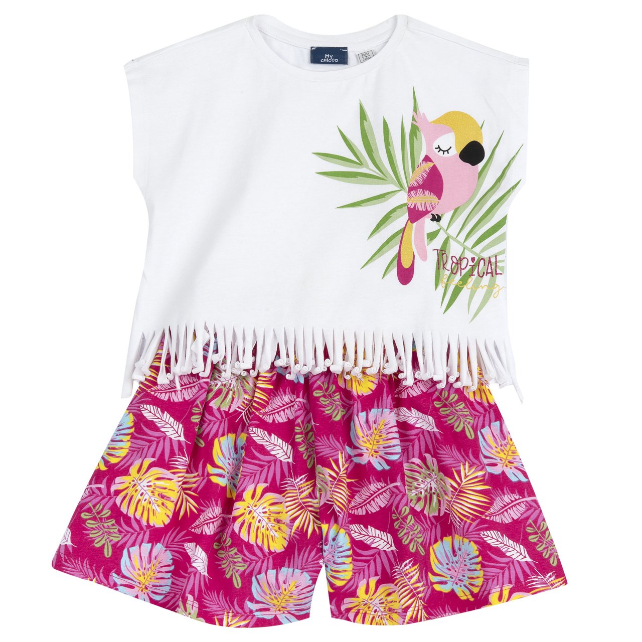 Completo maglietta con pantaloni corti fantasia