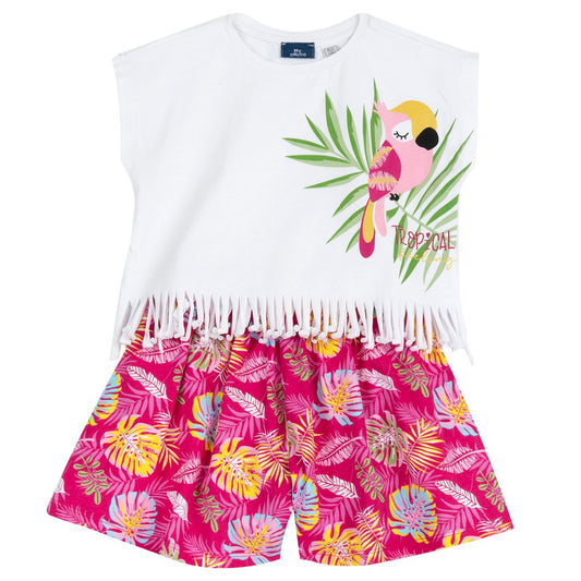 Completo maglietta con pantaloni corti fantasia