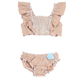 Costume due pezzi con tessuto rigato bambina