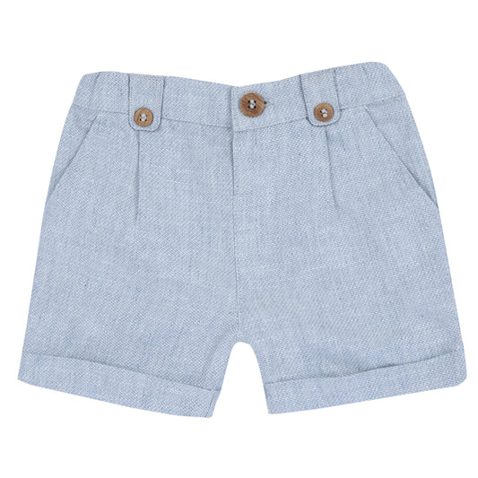 Pantaloni corti lino azzurri