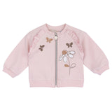 Felpa con zip neonata fiori e farfalle