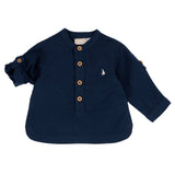 Camicia manica lunga coreana blu notte