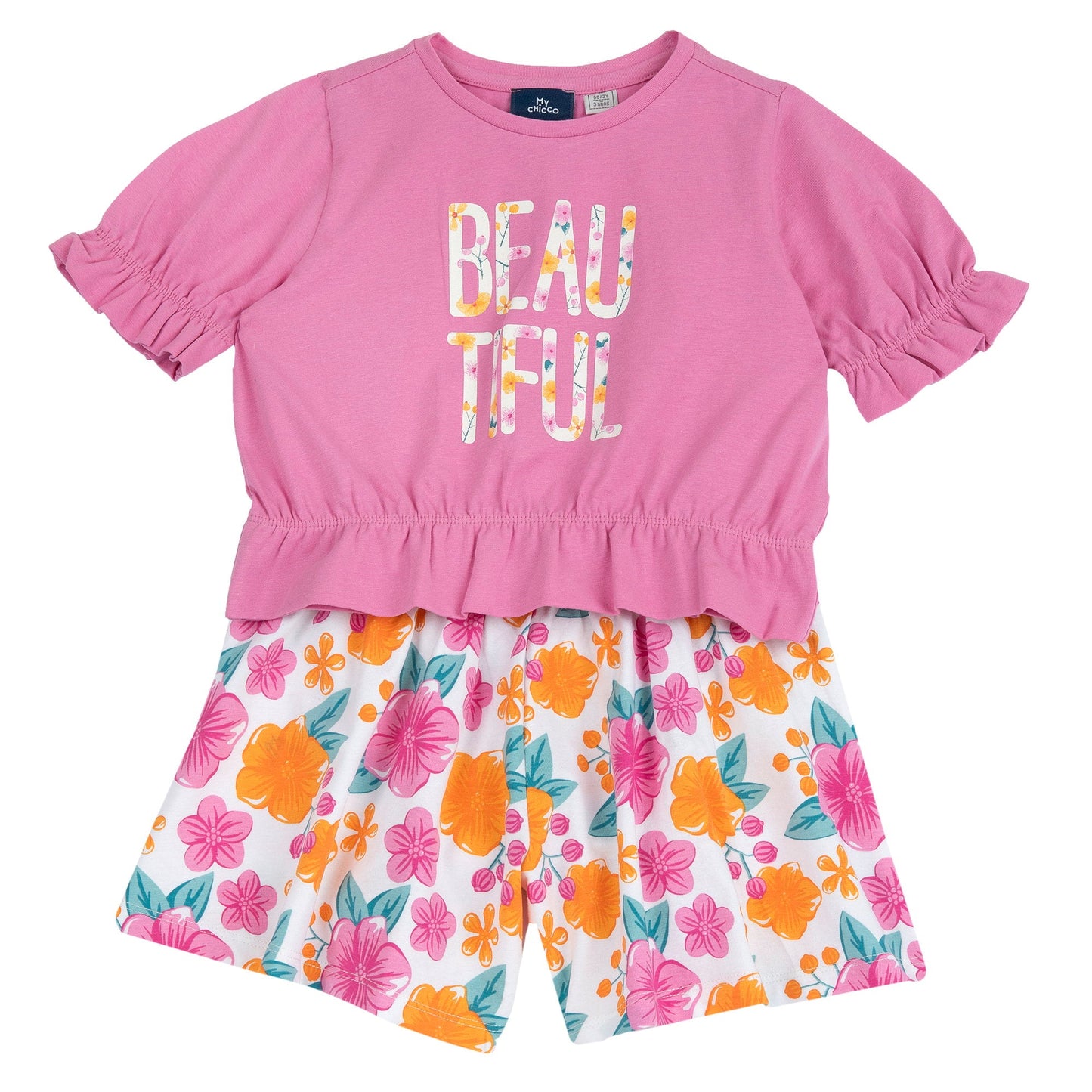 Completo maglietta con pantaloni corti fantasia beautiful