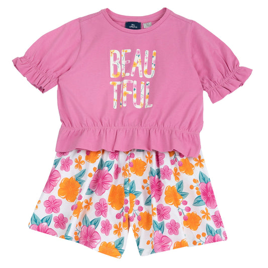 Completo maglietta con pantaloni corti fantasia beautiful