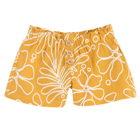 Pantaloni corti ocra fantasia fiori