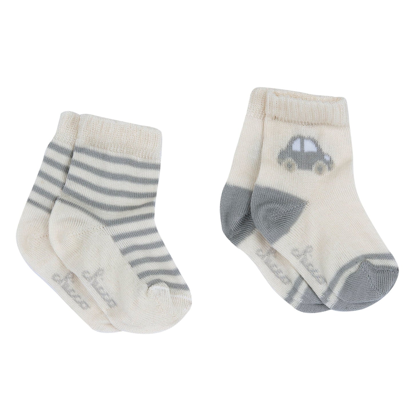 Set calzine avorio e grigio neonato