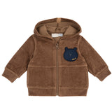 Cardigan aperto con zip e cappuccio