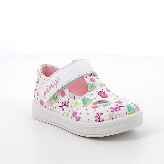 Scarpe da bambina bianco e rosa con strappi