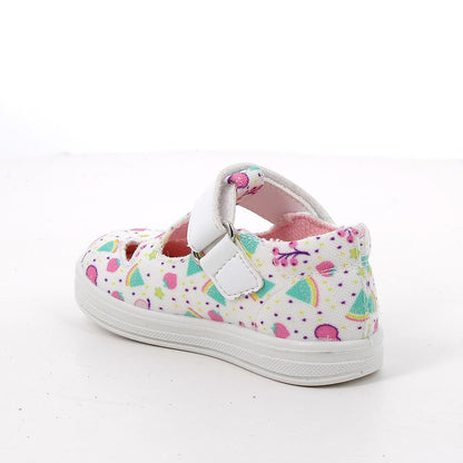 Scarpe da bambina bianco e rosa con strappi