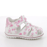 Sandali in pelle da bambina bianco-rosa