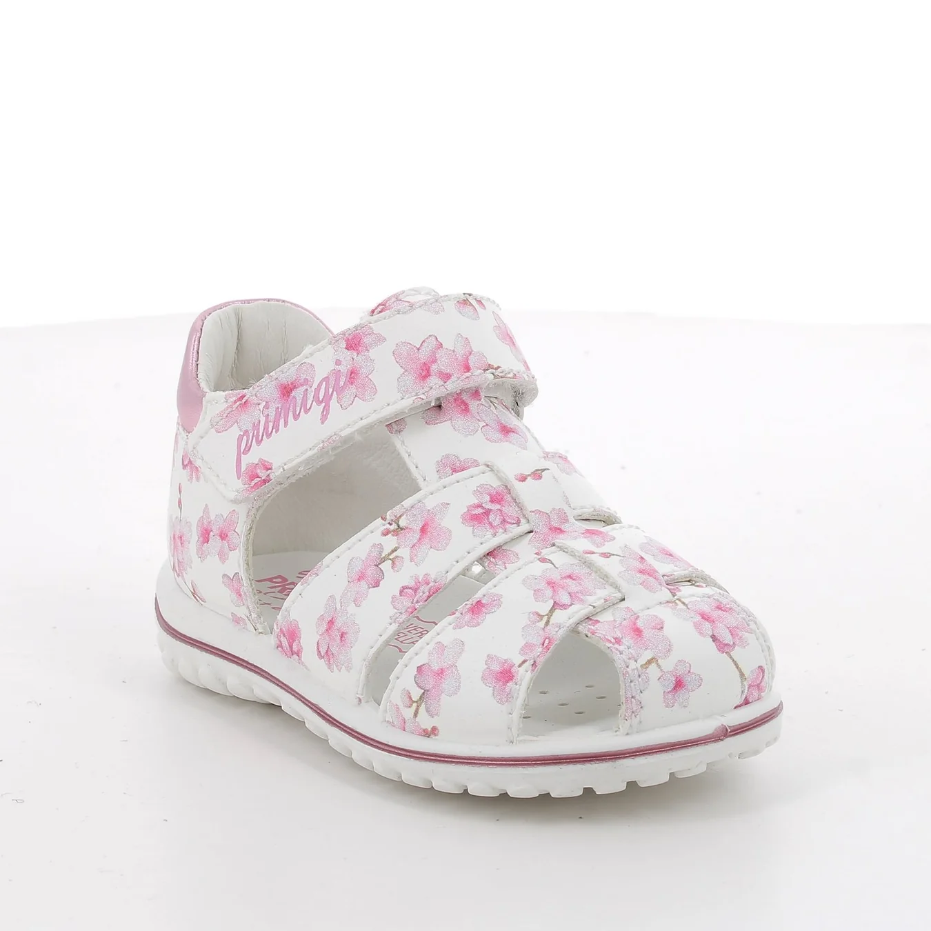 Sandali in pelle da bambina bianco-rosa