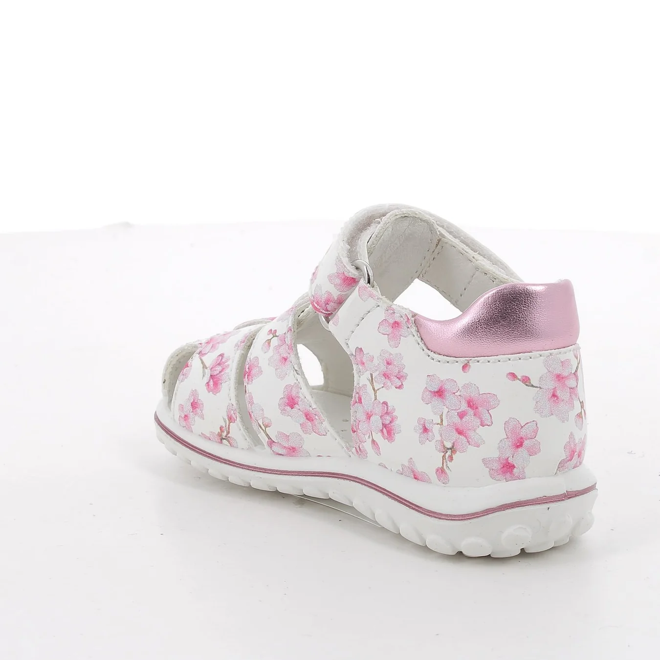 Sandali in pelle da bambina bianco-rosa