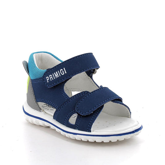 Sandali da bambino blu-grigio-giallo con strappi