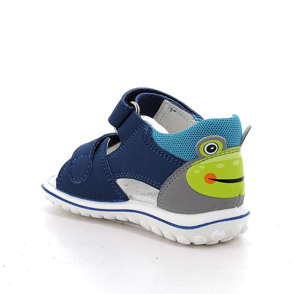 Sandali da bambino blu-grigio-giallo con strappi