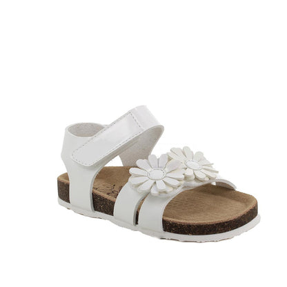 Sandali da bambina bianco con applicazione floreale