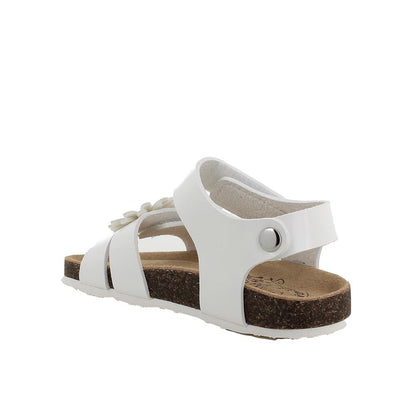 Sandali da bambina bianco con applicazione floreale