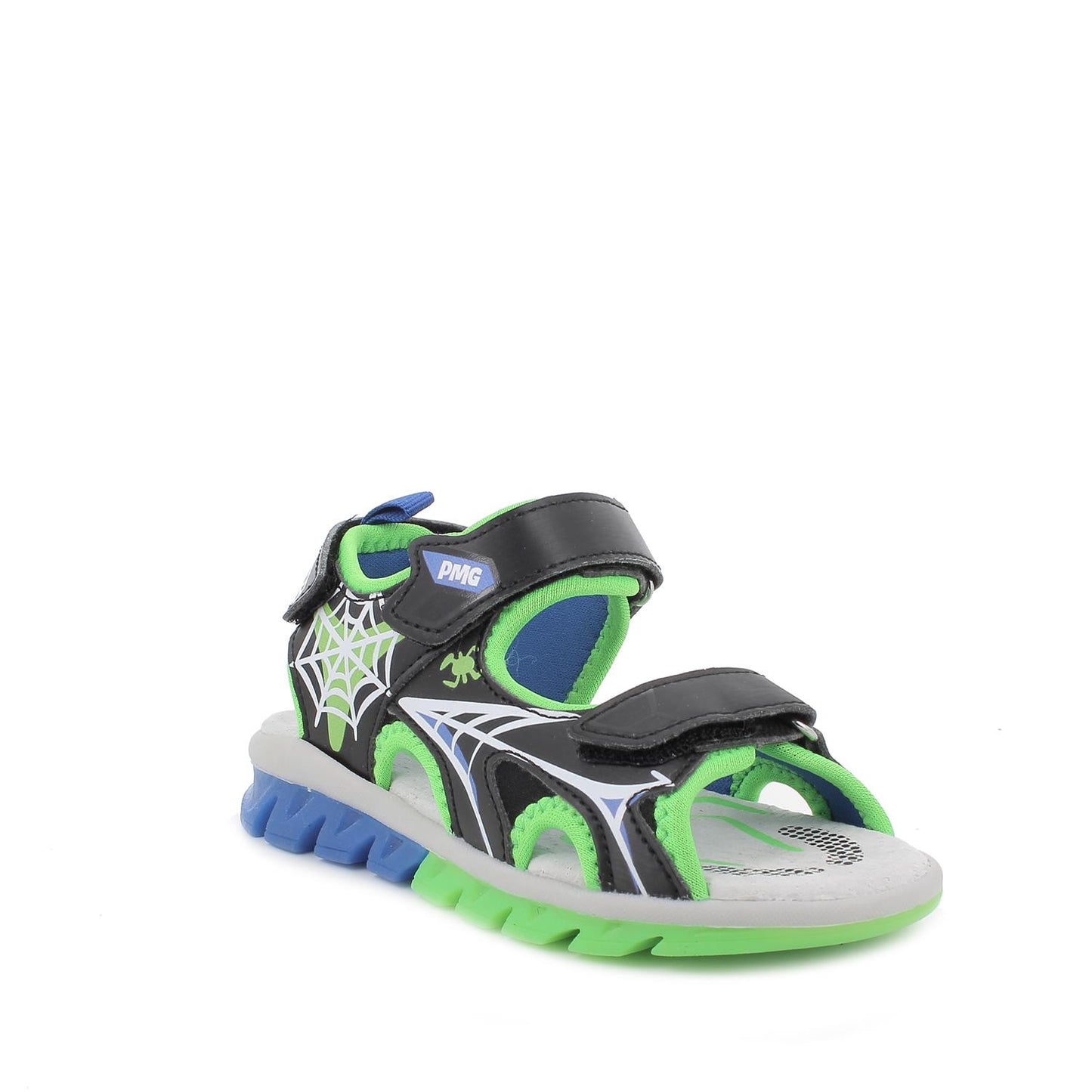 Sandali da bambino nero-verde fluo'