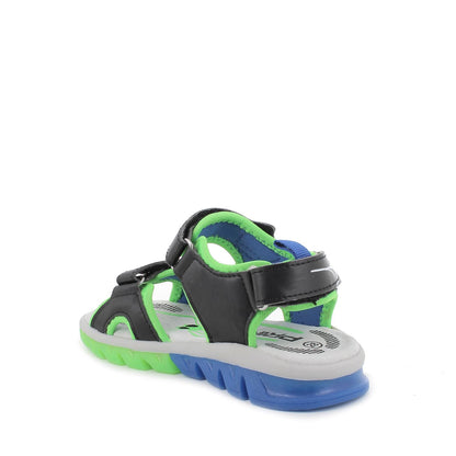 Sandali da bambino nero-verde fluo'