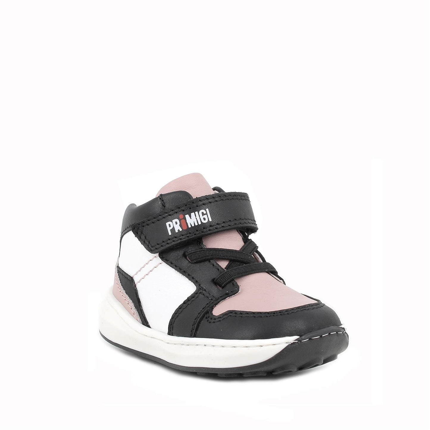 Scarpe in pelle da bambina bianco-rosa antico-nero