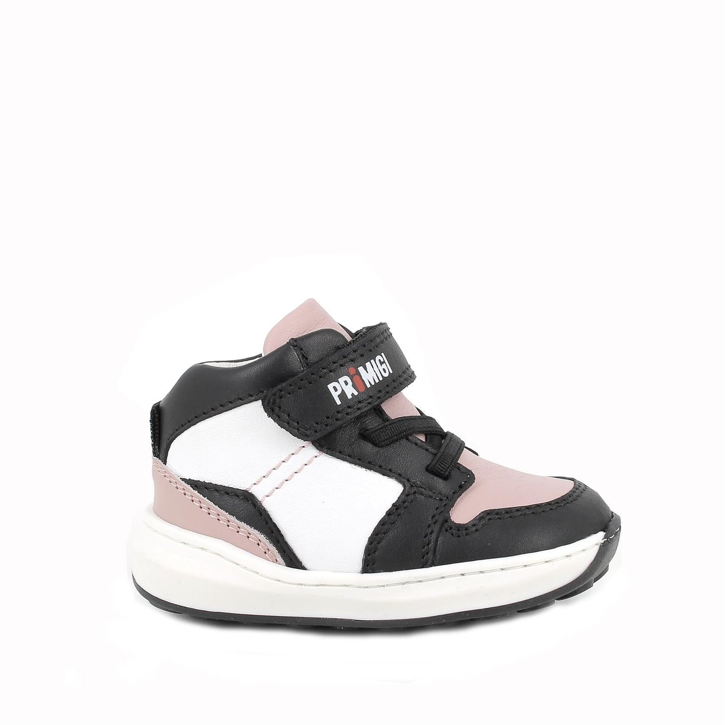 Scarpe in pelle da bambina bianco-rosa antico-nero