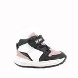 Scarpe in pelle da bambina bianco-rosa antico-nero