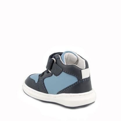 Scarpe in pelle da bambino azzurro-navy-bianco