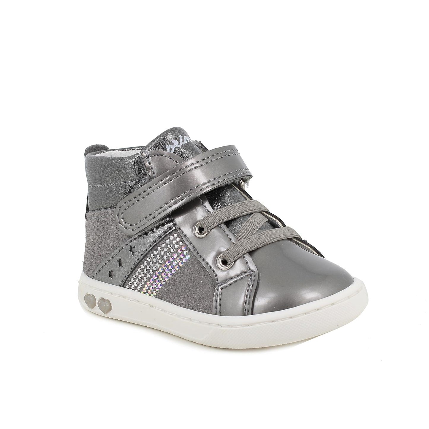 Scarpe in pelle da bambina grigio-grigio scuro