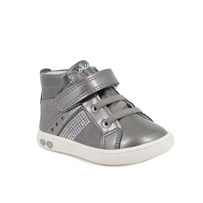 Scarpe in pelle da bambina grigio-grigio scuro