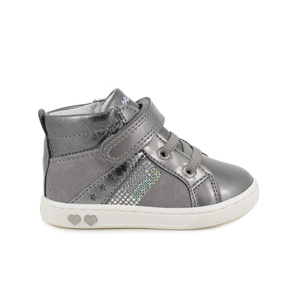 Scarpe in pelle da bambina grigio-grigio scuro