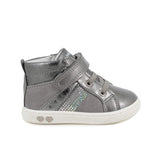 Scarpe in pelle da bambina grigio-grigio scuro