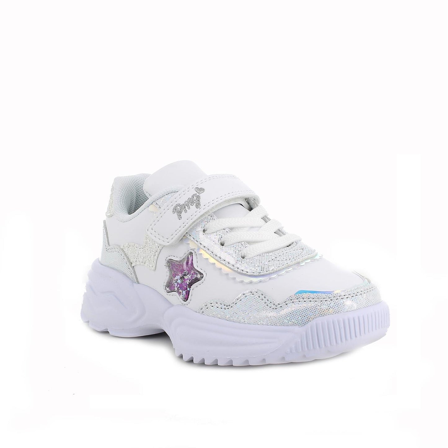 Sneakers da bambina bianco con strap