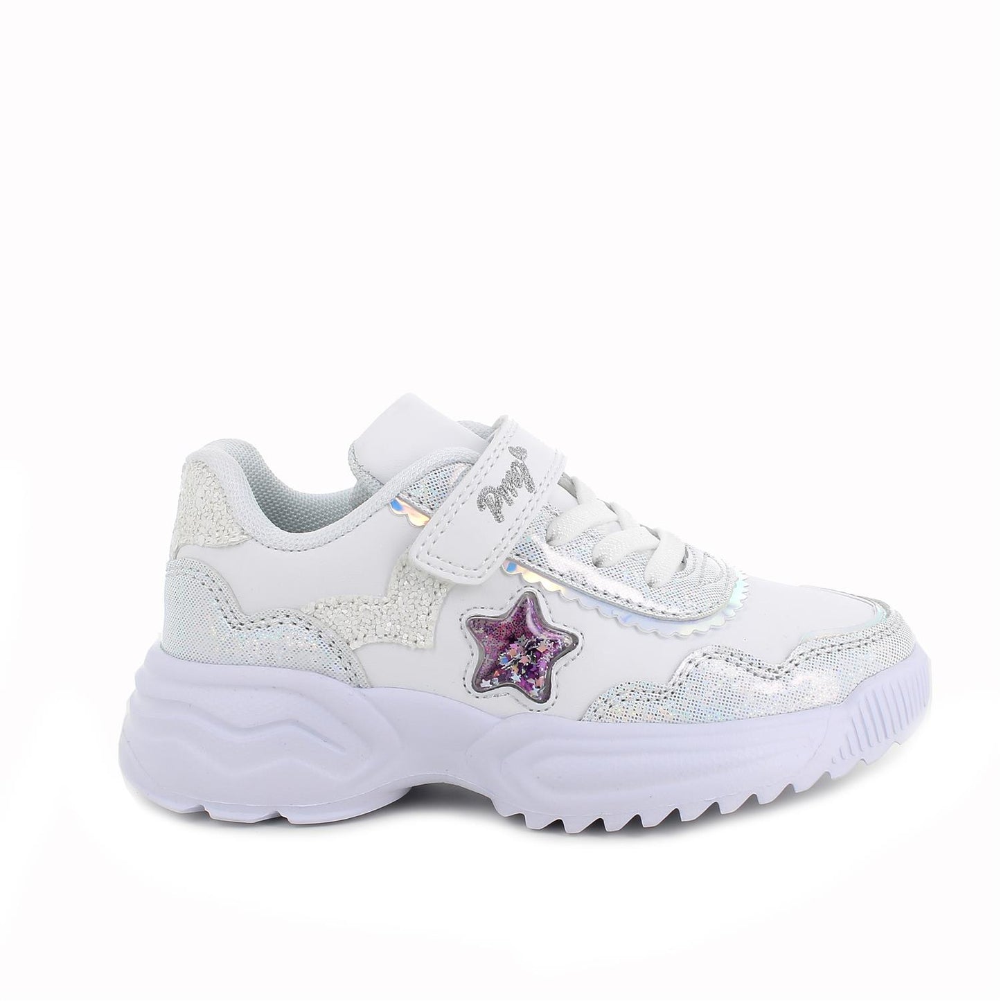 Sneakers da bambina bianco con strap