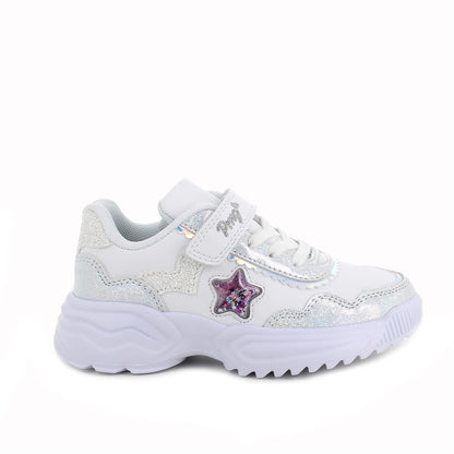 Sneakers da bambina bianco con strap