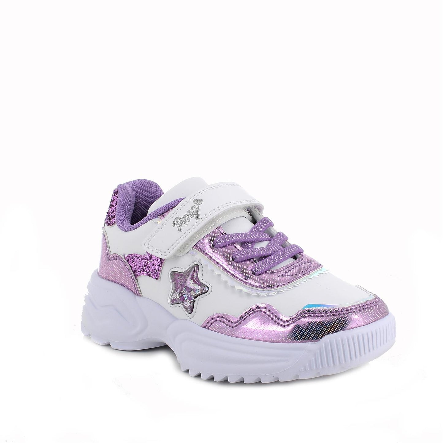 Sneakers da bambina bianco con strap