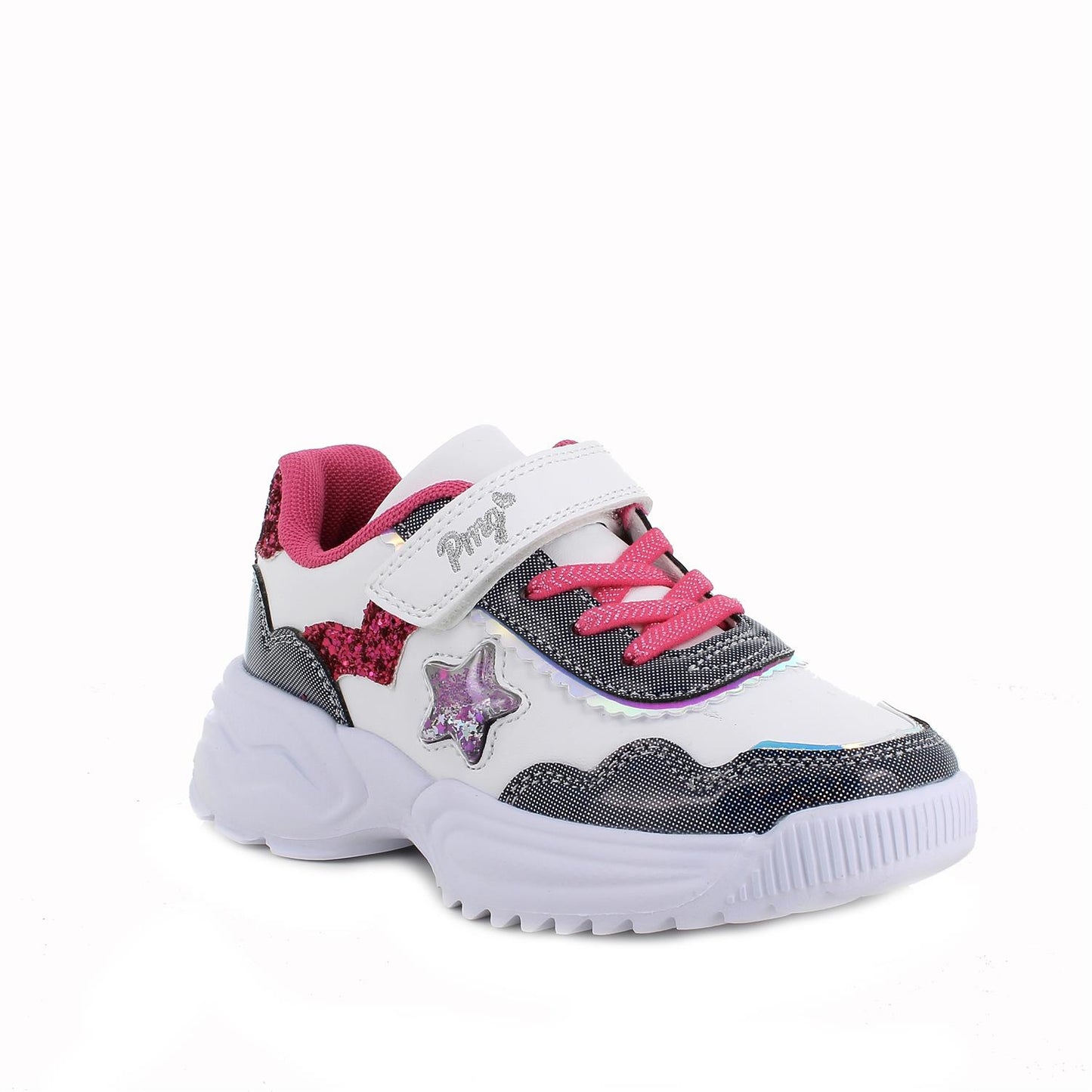 Sneakers da bambina bianco con strap