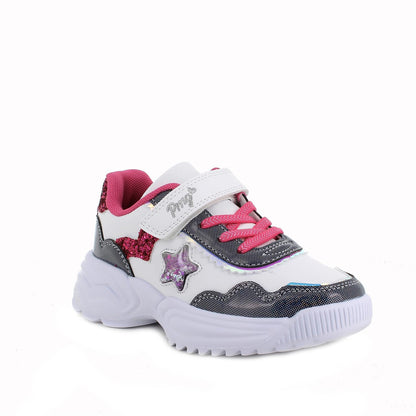 Sneakers da bambina bianco con strap