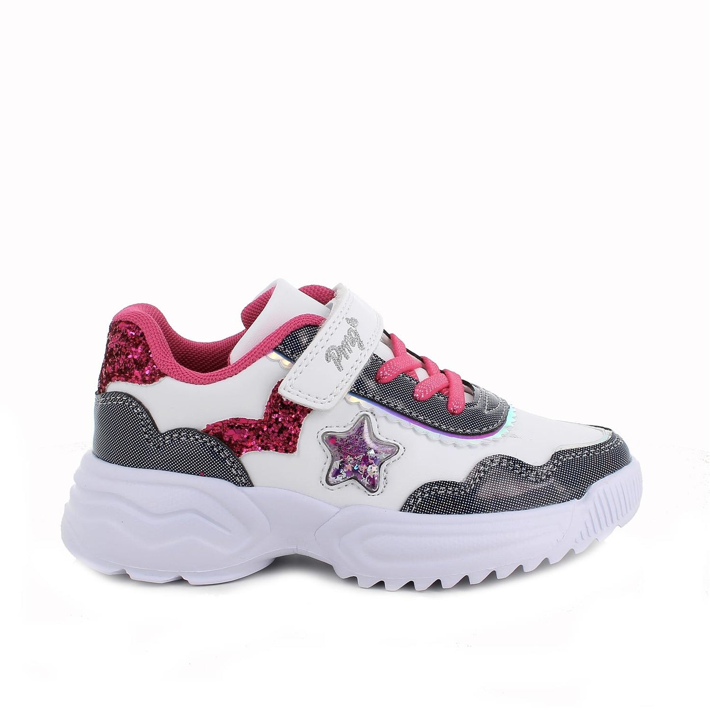 Sneakers da bambina bianco con strap