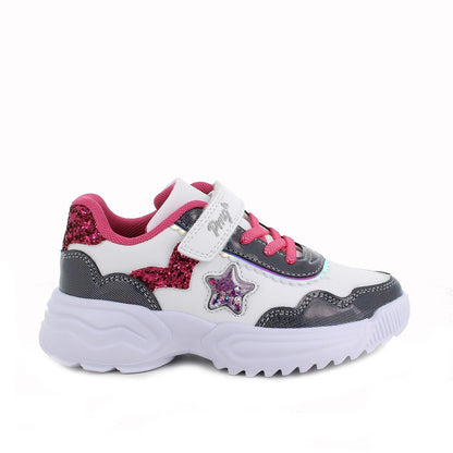 Sneakers da bambina bianco con strap
