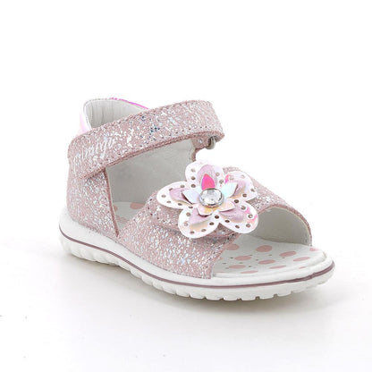 Sandali in pelle da bambina rosa glitter