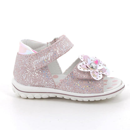 Sandali in pelle da bambina rosa glitter