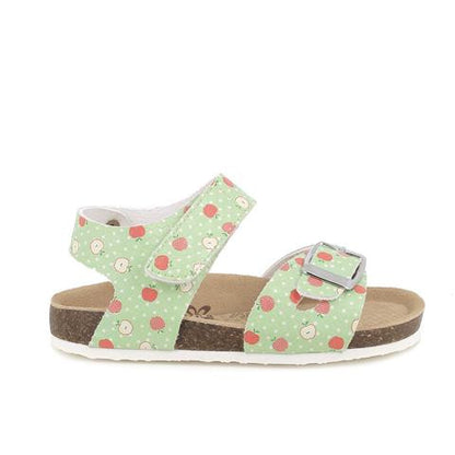 Sandali da bambina verde mela-rosso