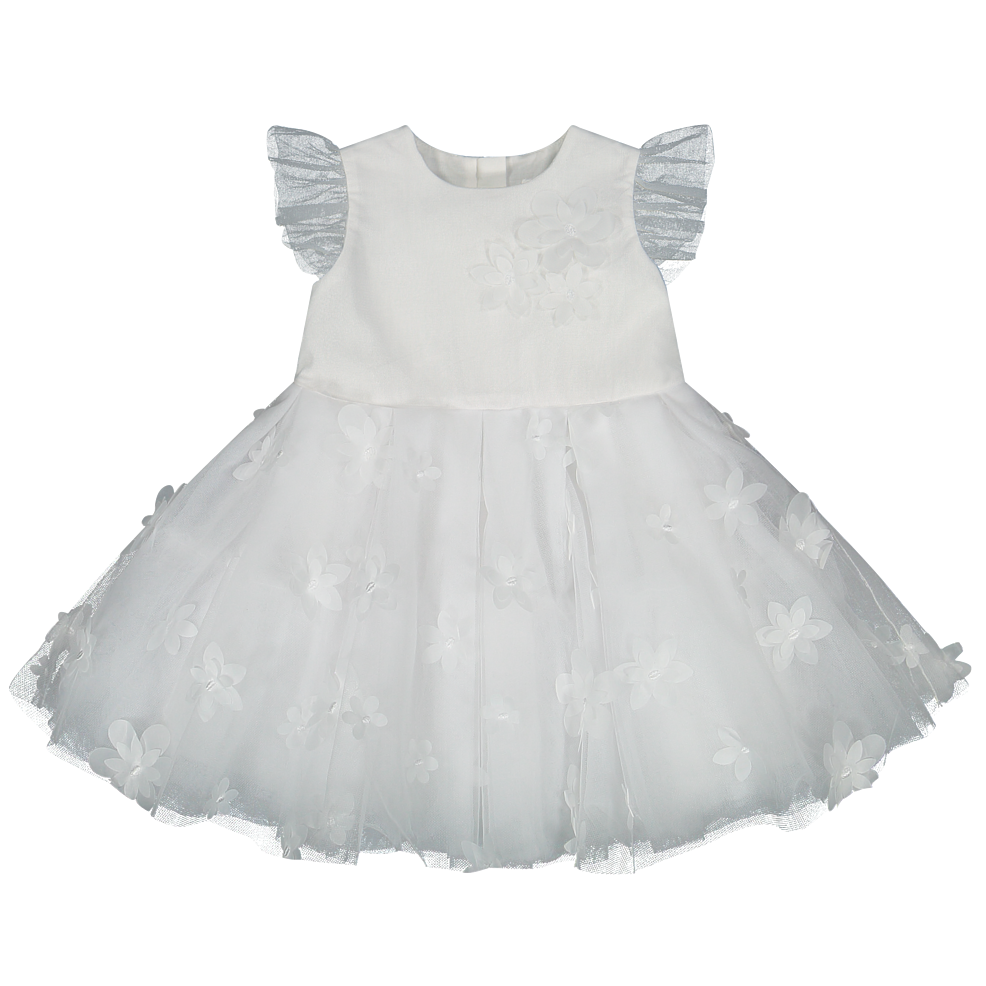 Elegante abito in pizzo e tulle per neonata