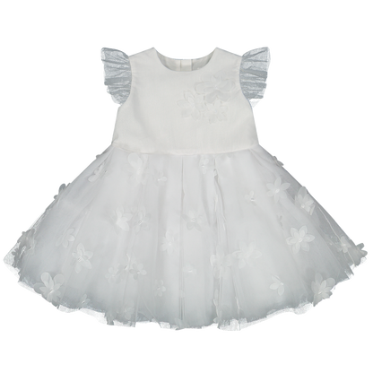 Elegante abito in pizzo e tulle per neonata