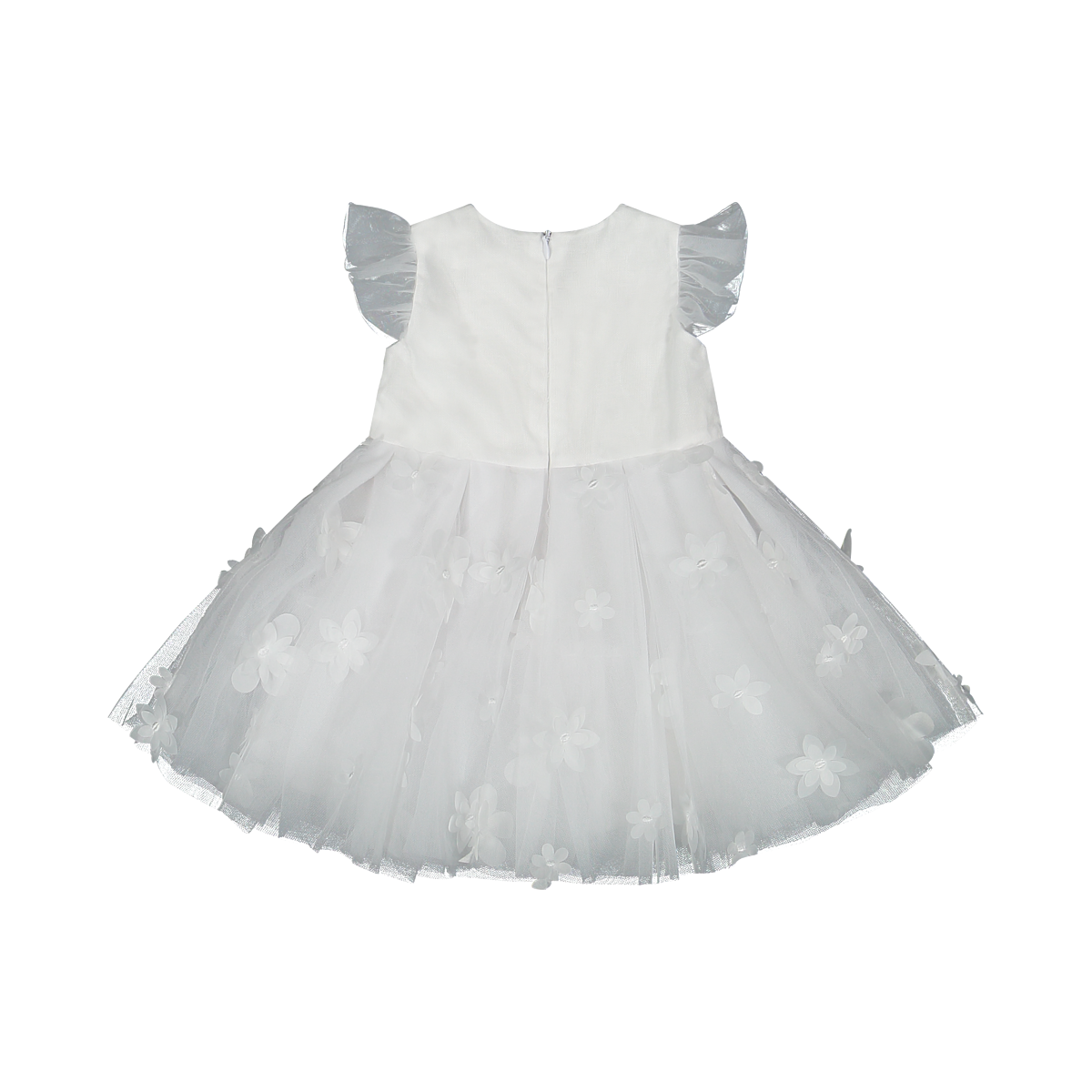Elegante abito in pizzo e tulle per neonata