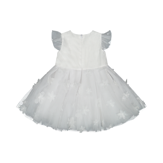 Elegante abito in pizzo e tulle per neonata